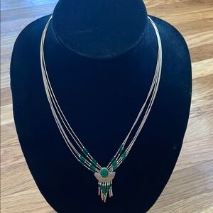 Modern Green and Gold Geometric Necklace